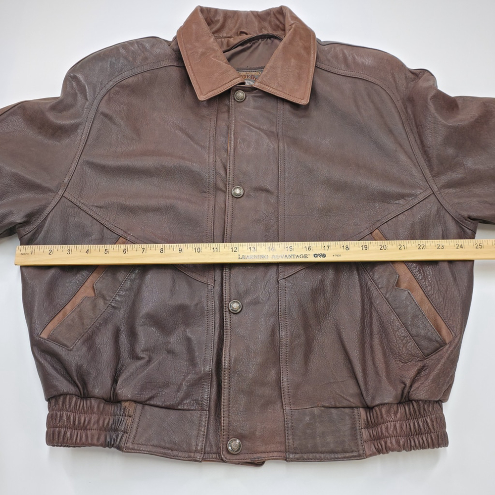 Americana Leather Adventure Bound Flight Jacket Men’s L Brown Travel Wear - Picture 14 of 16